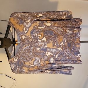 Women's Ruby Rd Petite Shirt,  Color Blue/Brown Paisley,  Size PL